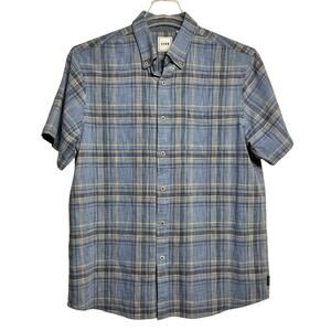 ROWM Blue Plaid 100%‎ Cotton Button-Front Shirt - L Excellent (2844)